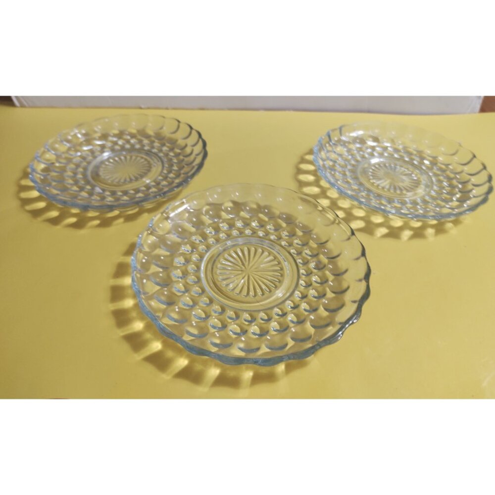 Anchor Hocking, Blue Bubble Glass, 6.5 inch Salad Plate, Blue Hobnail Style